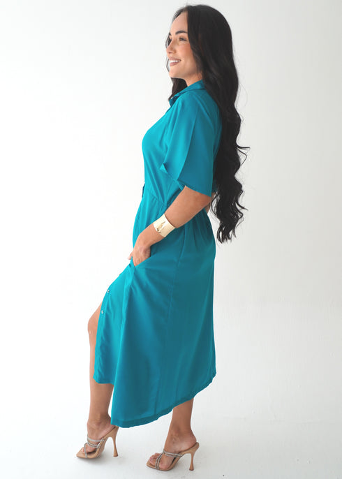 The Perfect Shirt Dress - Emerald Green